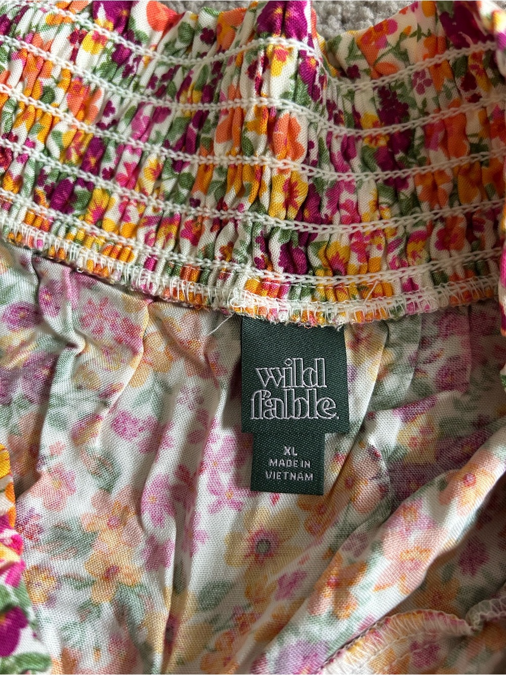 wild fable Floral Smocked Ruffle Shorts - Pink, Yellow, Green - Picture 5 of 5